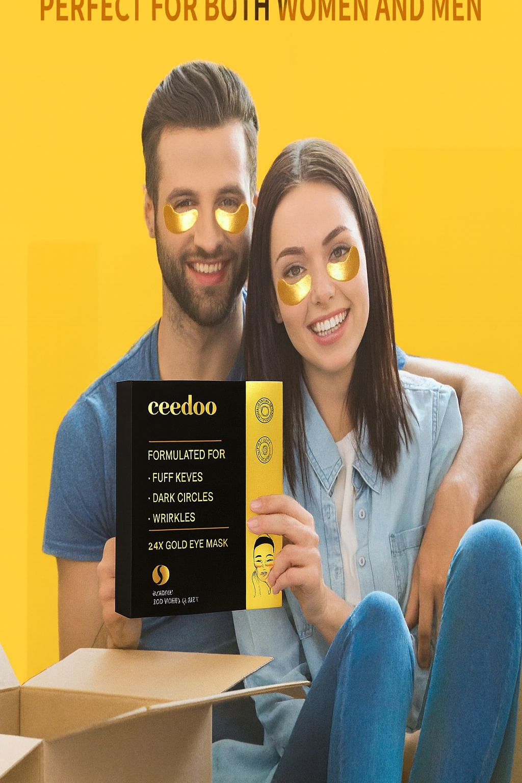 24K Gold Eye Mask – Under Eye Patches for Dark Circles, Puffy Eyes & Wrinkles.